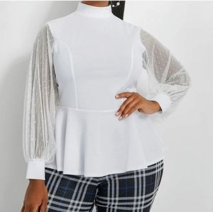 NEW 22/24 Ashley Stewart Ivory Peplum Top